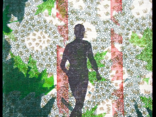 silhouette of male figure over abstract background